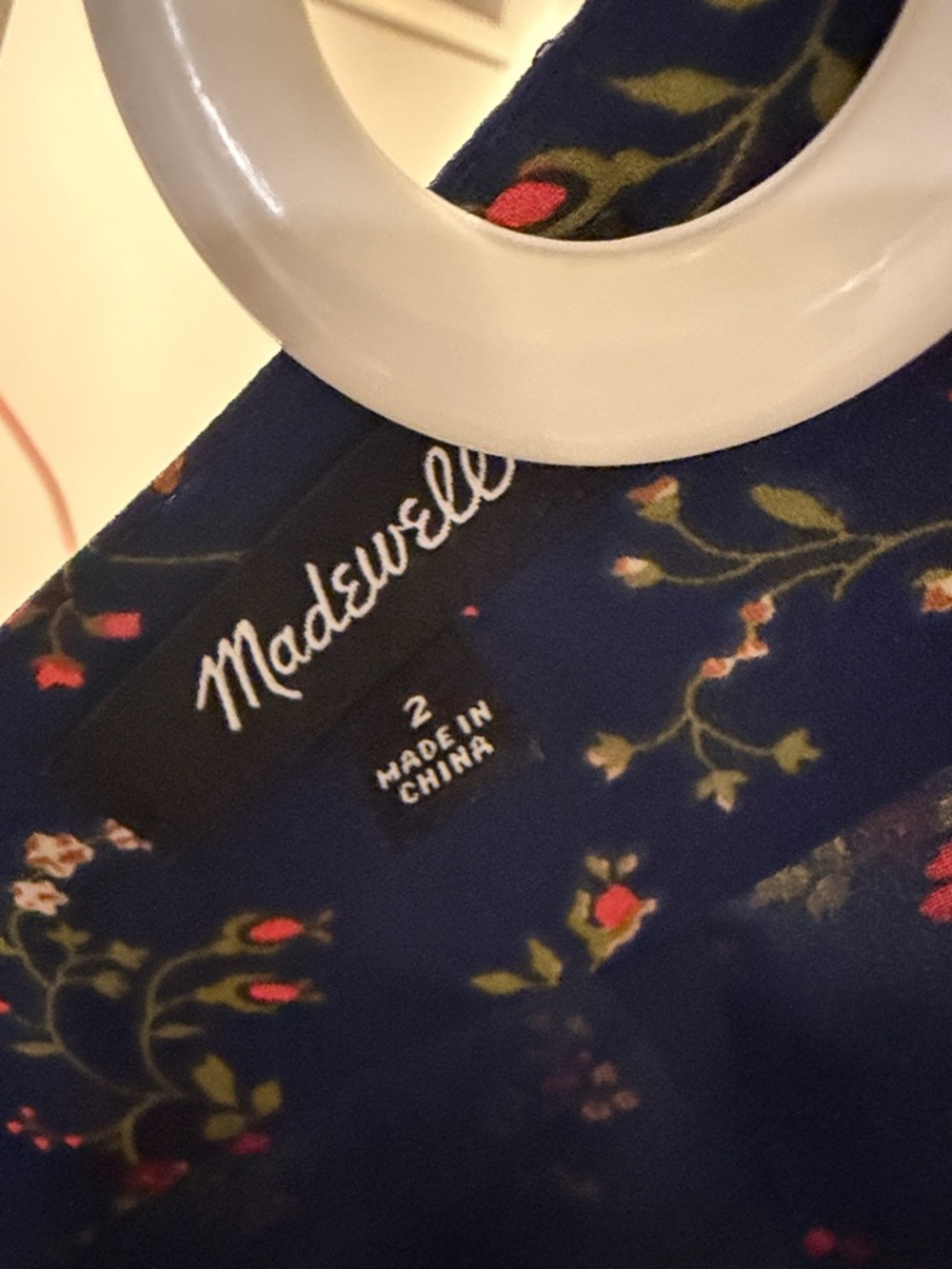 Madewell Navy Floral Blouse with Pink & Green Accents